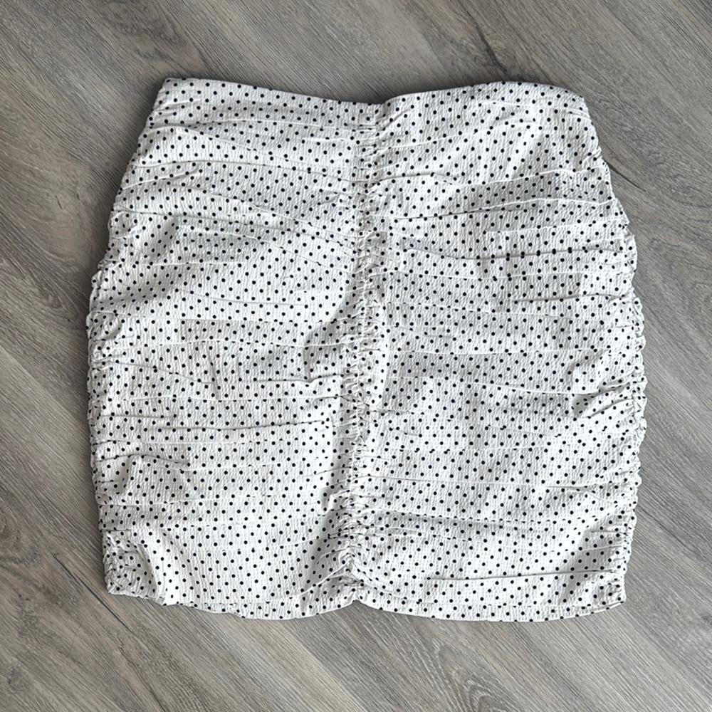 Adorable Black & White Dot Ruched Skirt